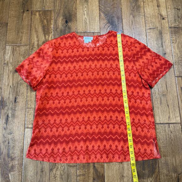 Due per Due 100% Silk 3 Pc Jacket Blouse Pants Set Womens Sz 14-16 Orange Coral - Picture 10 of 16